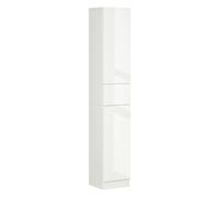 kleankin Armario Alto de Baño con 1 Cajón y 5 Estantes Abiertos Columna Auxiliar de Baño para Salón Aseo Dormitorio Estilo Moderno 30x28x170 cm Blanco Brillo