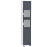 kleankin Armario Alto de Baño con 2 Puertas 37x35x190 cm Blanco y Gris