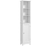 kleankin Armario Alto de Baño con 3 Compartimientos 34x23x165 cm Blanco