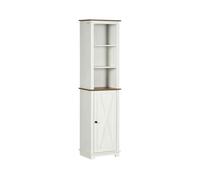 kleankin Armario Alto de Baño Mueble Columna de Baño Armario de Almacenamiento con 3 Compartimientos Puerta y Estante Ajustable 39,5x30x160 cm Blanco