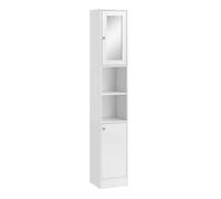 Kleankin armario alto para baño con espejo mueble columna de baño madera con 2 estantes abiertos 2 puertas y baldas interiores ajustables 30x28x180 cm blanco 28 cm