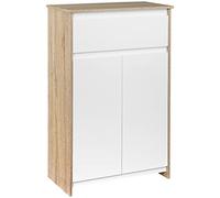kleankin Armario Auxiliar de Baño con 1 Cajón 60x30x90 cm Blanco y Natural