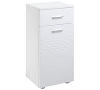 kleankin Armario Auxiliar de Baño con Puerta Cajón 35x30x77,5 cm Blanco | Mueble de Baño de Suelo, Estante Ajustable, para Salón Dormitorio Aseo