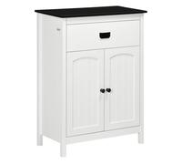 kleankin Armario Auxiliar de Baño Mueble de Baño Auxiliar con 1 Cajón 2 Puertas y Estante Ajustable para Lavabo Ducha Estilo Moderno 60x30x80 cm Blanco