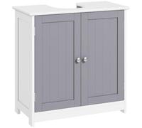 kleankin Armario bajo Lavabo, 2 Puertas, Estante Ajustable, Blanco Gris | Armario bajo lavabo independiente, para lavabo sin o con pedestal