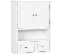 kleankin Armario Baño de Pared Moderno Compacto Colgante con 2 Puertas y 2 Cajones 50,8x17,8x66 cm Blanco Aosom España