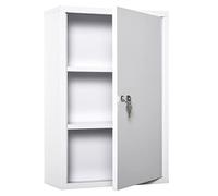 kleankin Armario Botiquín de Pared Metal 3 Estantes 40x18x60 cm Blanco