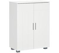 kleankin Armario de Baño 2 Puertas, Mueble Auxiliar de Almacenaje, Blanco