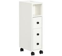 kleankin Armario de Baño 4 Ruedas Espacio Reducido 18x30x68,5 cm Blanco