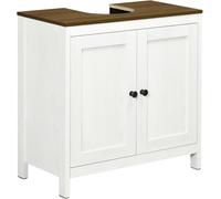 kleankin Mueble para Debajo del Lavabo Armario Bajo Lavabo de Madera con 2 Puertas y Estante Ajustable Armario de Baño de Suelo Moderno 60x30x60 cm Blanco
