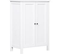 kleankin Armario de Baño con 2 Puertas y 2 Estantes Ajustables Interiores Mueble Auxiliar de Almacenaje para Salón Cocina Antivuelco 60x30x80 cm Blanco