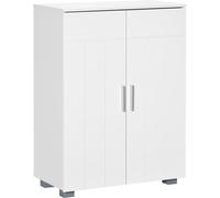 kleankin Armario de Baño con 2 Puertas y 2 Estantes Ajustables de 7 Niveles Mueble Auxiliar de Almacenaje para Salón Cocina Antivuelco 60x30x80 cm Blanco