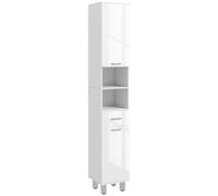 kleankin Armario de Baño Alto con 1 Cajón 30x30x180 cm Blanco Brillante