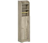 kleankin Armario de Baño Columna Auxiliar de Baño 23x18x100 cm Gris