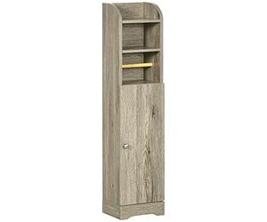 kleankin Armario de Baño Columna Auxiliar de Baño 23x18x100 cm Gris