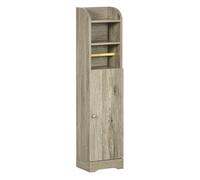 kleankin Portarrollos de Papel Higiénico con Armario para Baño con Estante Interior Ajustable 23x18x100 cm Gris Aosom España