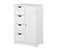 kleankin Armario de Baño, Columna de Baño Estrecha con 4 Cajones y Estante Ajustable, Estilo Moderno, para Espacios Pequeños, 56x30x83 cm, Blanco