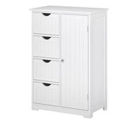 kleankin Armario de Baño, Columna de Baño Estrecha con 4 Cajones y Estante Ajustable, Estilo Moderno, para Espacios Pequeños, 56x30x83 cm, Blanco