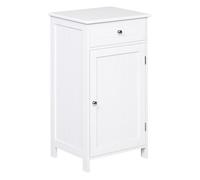 Kleankin armario de baño con 1 cajón 1 puerta y estante ajustable interior mueble auxiliar de almacenaje para salón cocina antivuelco 43x34x77 cm blanco