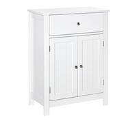 kleankin Armario de Baño con 1 Cajón 2 Puertas y Estante Interior Ajustable Mueble Auxiliar de Almacenaje para Salón 60x30x80cm Blanco Aosom España