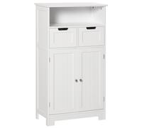 kleankin Armario de Baño con 2 Puertas Estante Ajustable 2 Cajones y Compartimento Abierto Mueble Auxiliar de Almacenaje Blanco Aosom España
