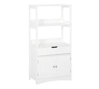 kleankin Armario de Baño con 3 Estantes Cajón y 2 Puertas Mueble de Almacenamiento de Suelo Moderno para Cocina Dormitorio Salón 60x33x122,5 cm Blanco