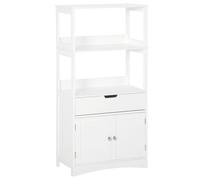kleankin Armario de Baño con 3 Estantes Cajón y 2 Puertas Mueble de Almacenamiento de Suelo Moderno para Cocina Dormitorio Salón 60x33x122,5 cm Blanco