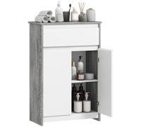 kleankin Armario de baño con cajón y puertas dobles Gris y Blanco