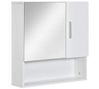 kleankin Armario de Baño con Espejo 2 Puertas 2 Estantes 54x15,2x55,3cm Blanco
