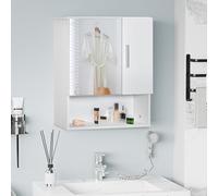 kleankin Armario de Baño con Espejo 2 Puertas 54x15,2x55,3 cm Blanco