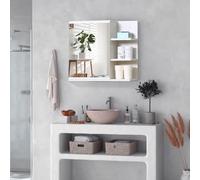 kleankin Armario de Baño con Espejo 3 Estantes Moderno 60x18x50 cm Blanco | Armario con Espejo para Baño, Estantes Abiertos, 1 Estante Interior