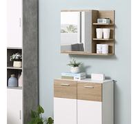 kleankin Armario de Baño con Espejo 3 Estantes Moderno 60x18x50 cm Natural