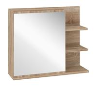 Kleankin armario de baño con espejo armario con espejo para baño con 3 estantes abiertos y 1 estante interior estilo moderno 60x18x50 cm natural 18 cm