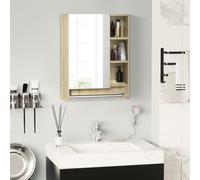 kleankin Armario de Baño con Espejo Armario de Pared con 1 Puerta Estante Ajustable Toallero y Compartimento Mueble de Baño Colgante para Salón 60x15x70 cm