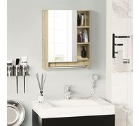 kleankin Armario de Baño con Espejo Armario de Pared 60x15x70 cm Roble