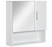 kleankin Armario de Baño con Espejo Mueble Colgante de Aseo con 2 Puertas y 2 Estantes Ajustables Interiores 54x15,2x55,3 cm Blanco Aosom España