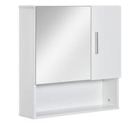 kleankin Armario de Baño con Espejo Mueble Colgante de Aseo con 2 Puertas y 2 Estantes Ajustables Interiores 54x15,2x55,3 cm Blanco Aosom España