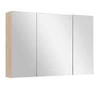 kleankin Armario de Baño con Espejo Mueble Espejo para Baño con 3 Puertas y Estantes Ajustables para Aseo Dormitorio Estilo Moderno 90x60x13,5 cm Roble