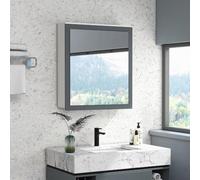 kleankin Armario de Baño con Espejo para Colgar 69x17x75,5 cm Blanco | Mueble de Baño Suspendido, 2 Puertas de Vidrio, Estantes Ajustables