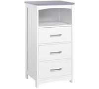 kleankin Armario de Baño con Estante Abierto y 3 Cajones, Diseño Elevado, MDF, 40x33x80cm, Blanco