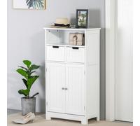 kleankin Armario de Baño con Estante Ajustable 2 Cajones y Compartimento Abierto Mueble Auxiliar de Almacenaje para Salon Cocina 60x30x108,8 cm