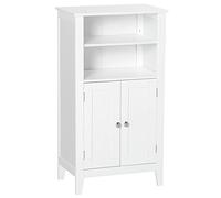 kleankin Armario de Baño con Estantes Ajustables y Armario 2 Puertas, Armario Multiusos de Madera, Blanco, 50x30x93cm