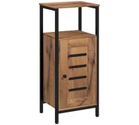 kleankin Armario de baño con Patas, 37x30x85cm, Marrón Rústico | Puerta de lamas, armario para inodoro, unidad de almacenamiento, marco de acero, nicho abierto, estante ajustable
