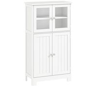 kleankin Armario de Baño con Puertas de Cristal y Estante Ajustable Mueble Auxiliar 60x30x108,5cm Armario para baño cocina Aosom España