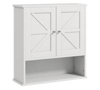 kleankin Armario de Baño de Pared, Mueble de Baño Colgar Rústico con Compartimento, Estante Ajustable, 2 Puertas, para Cocina, Lavadero, sobre el Inodoro, Blanco