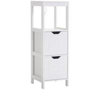 kleankin Armario de Baño Estante Abierto 2 Cajones 30x30x89 cm Blanco | Mueble Columna, 3 Estantes Abiertos, Diseño Antivuelco, para Espacio Pequeño