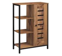 kleankin Armario de Baño Estrecho, Columna de Baño con Puerta de Lamas y 3 Compartimentos Abiertos, Estante Ajustable, para Salón, Dormitorio, Entrada, 60x30x85 cm, Marrón Rústico
