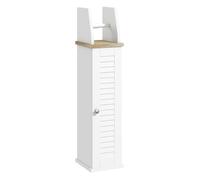 kleankin Armario de Baño Moderno Columna Auxiliar con Estantes Ajustables y Portarrollos de Papel 18x20x80 cm Blanco Aosom España