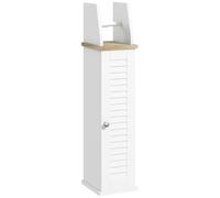 kleankin Armario de Baño Moderno Estantes Ajustables 18x20x80 cm Blanco | Columna Auxiliar de Baño, Mueble de Suelo de Baño, Portarrollos de Papel