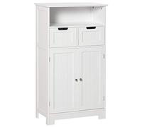 kleankin Armario de Baño, Mueble 2 Puertas 2 Cajones 60x30x108,8 cm Blanco